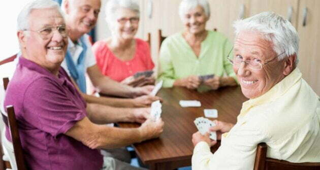 seniors playing cards